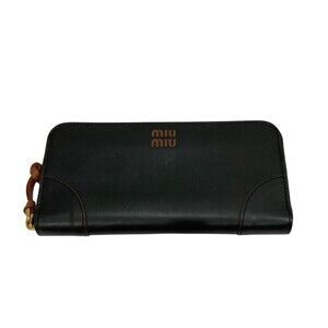 Miu MiuRound Zip Wallet Black Brown